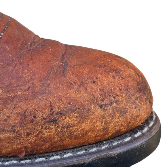 Vintage Brown Leather Cowboy Boots Mens 10.5 D Western Work Chore Rodeo - Picture 12 of 16